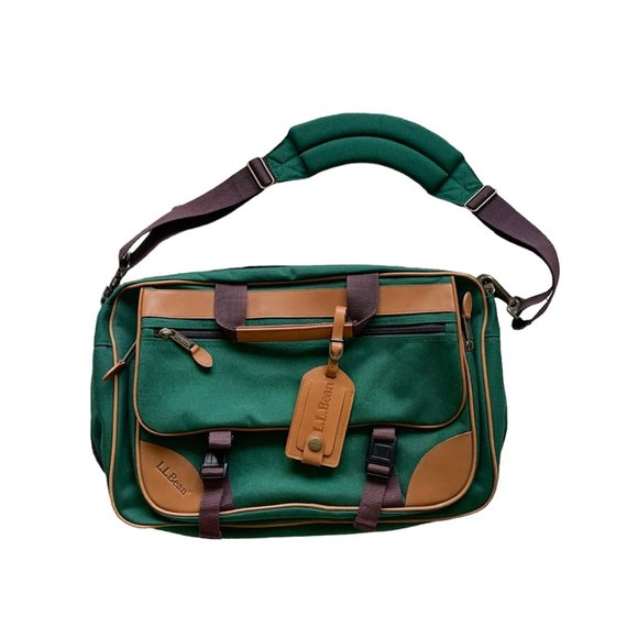 L.L. Bean Green Vintage Messenger Laptop Bag